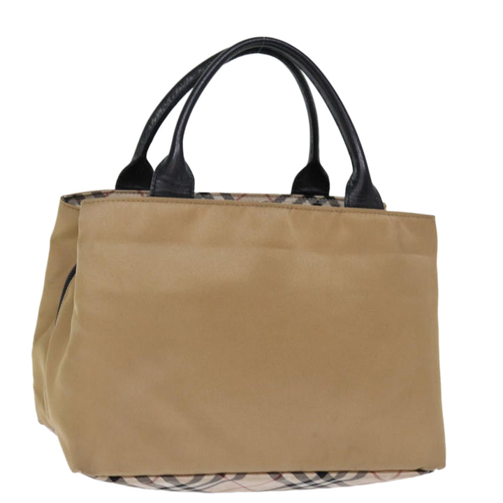 Burberry Nova Check Blue Label Hand Bag Nylon Beige Auth bs14115