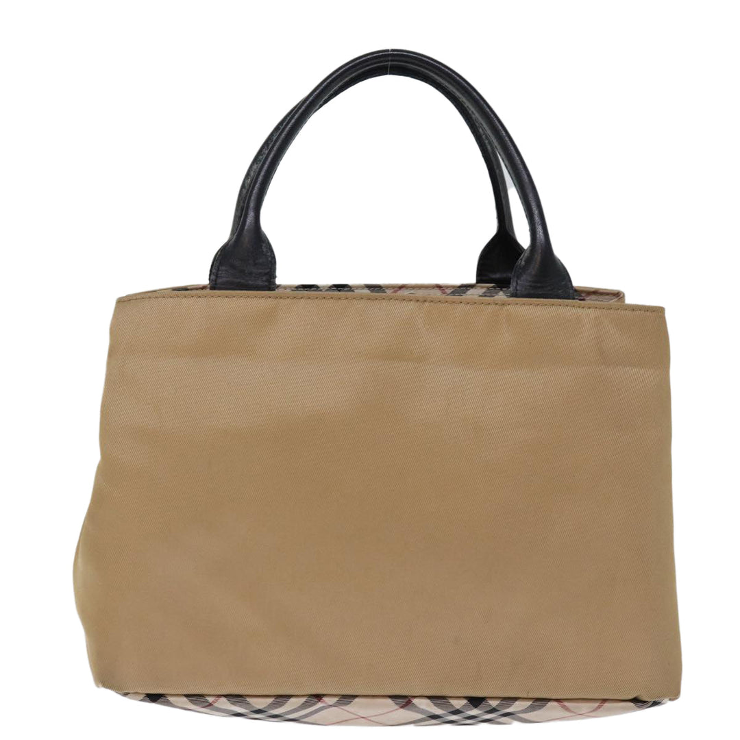 Burberry Nova Check Blue Label Hand Bag Nylon Beige Auth bs14115