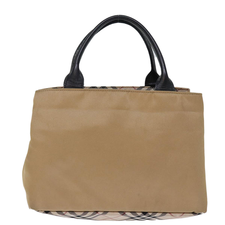 Burberry Nova Check Blue Label Hand Bag Nylon Beige Auth bs14115