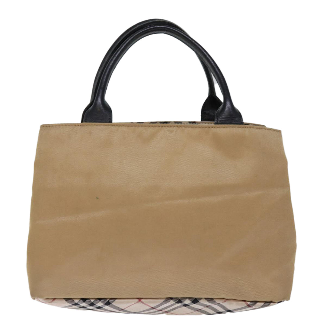 Burberry Nova Check Blue Label Hand Bag Nylon Beige Auth bs14115