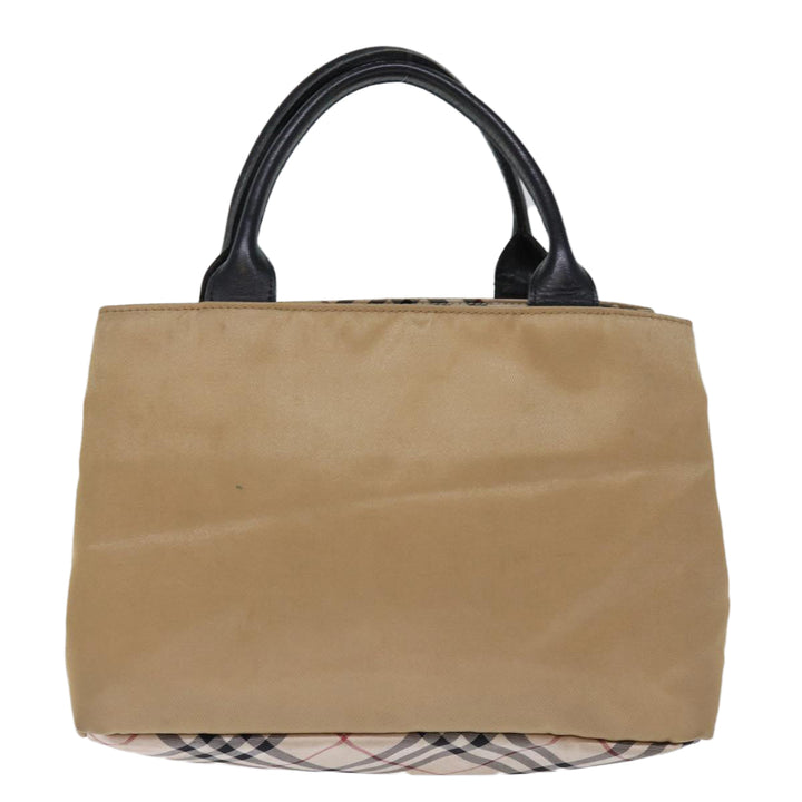 Burberry Nova Check Blue Label Hand Bag Nylon Beige Auth bs14115