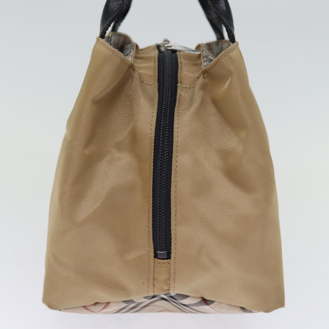 Burberry Nova Check Blue Label Hand Bag Nylon Beige Auth bs14115