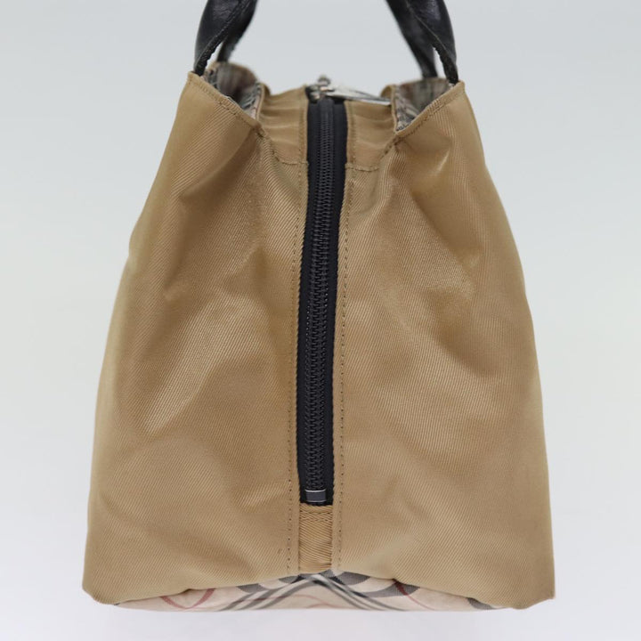 Burberry Nova Check Blue Label Hand Bag Nylon Beige Auth bs14115
