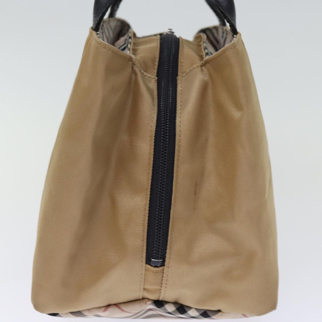 Burberry Nova Check Blue Label Hand Bag Nylon Beige Auth bs14115