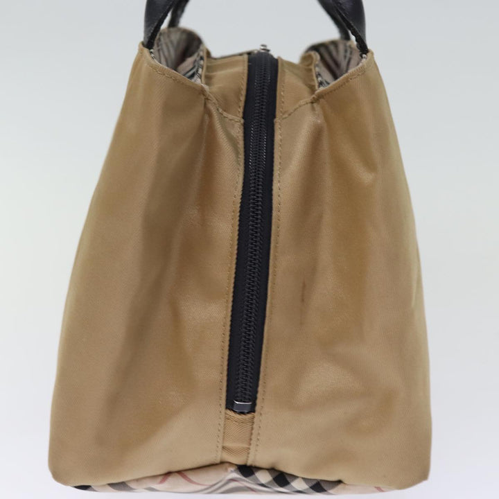 Burberry Nova Check Blue Label Hand Bag Nylon Beige Auth bs14115