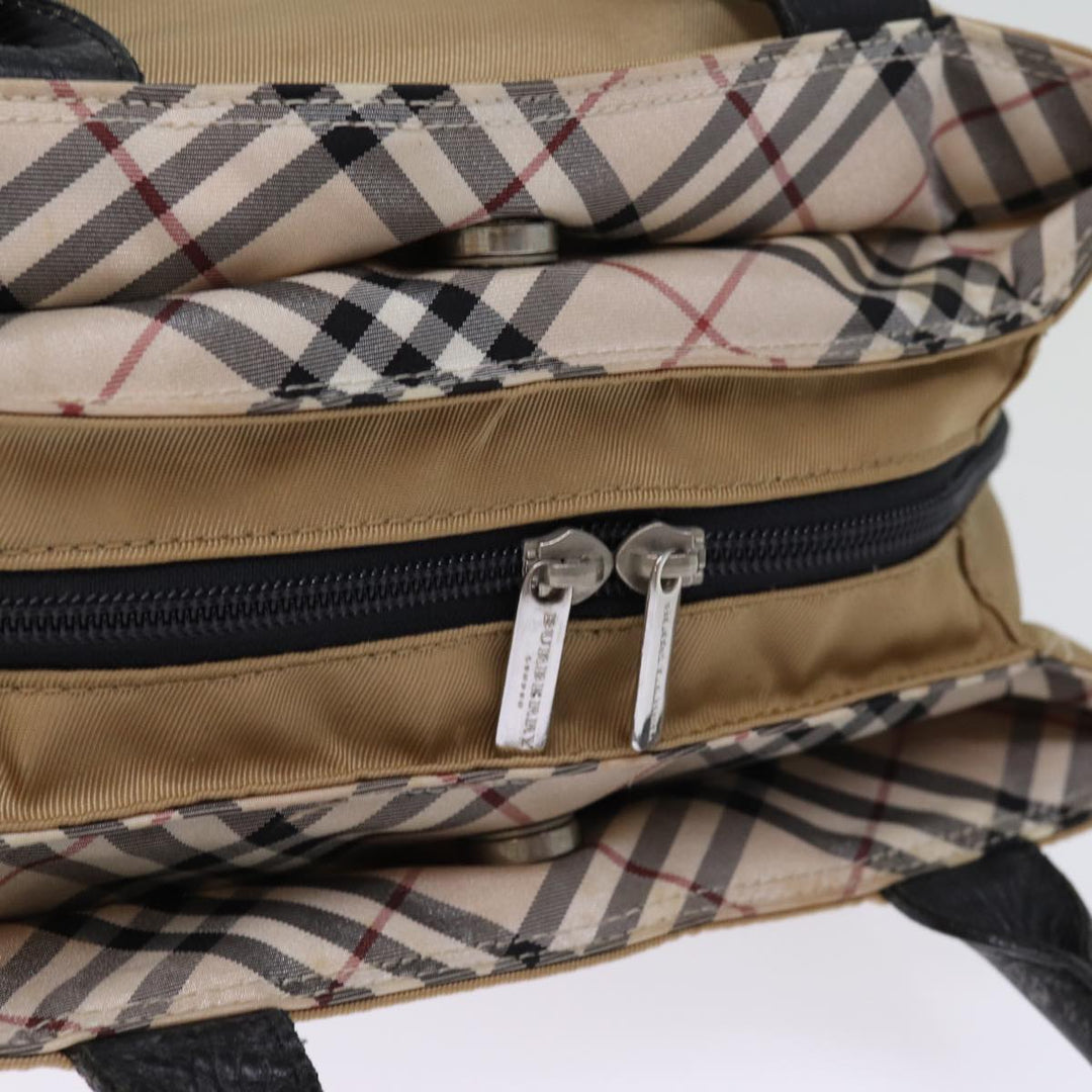 Burberry Nova Check Blue Label Hand Bag Nylon Beige Auth bs14115