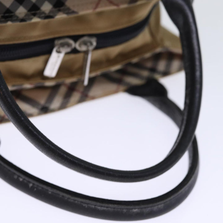 Burberry Nova Check Blue Label Hand Bag Nylon Beige Auth bs14115
