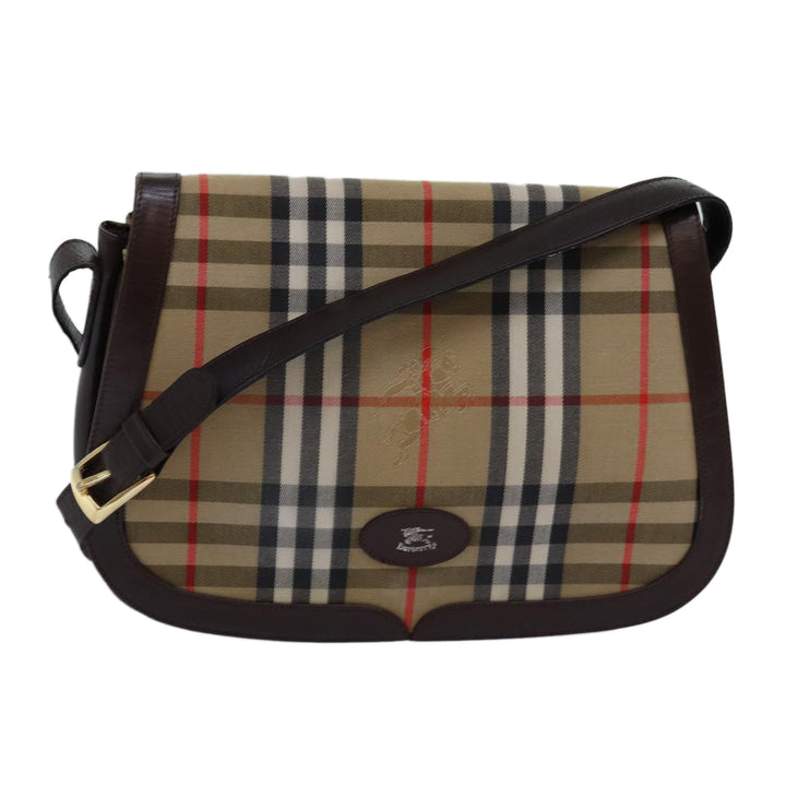 BURBERRYSs Nova Check Shoulder Bag Canvas Beige Auth bs14117