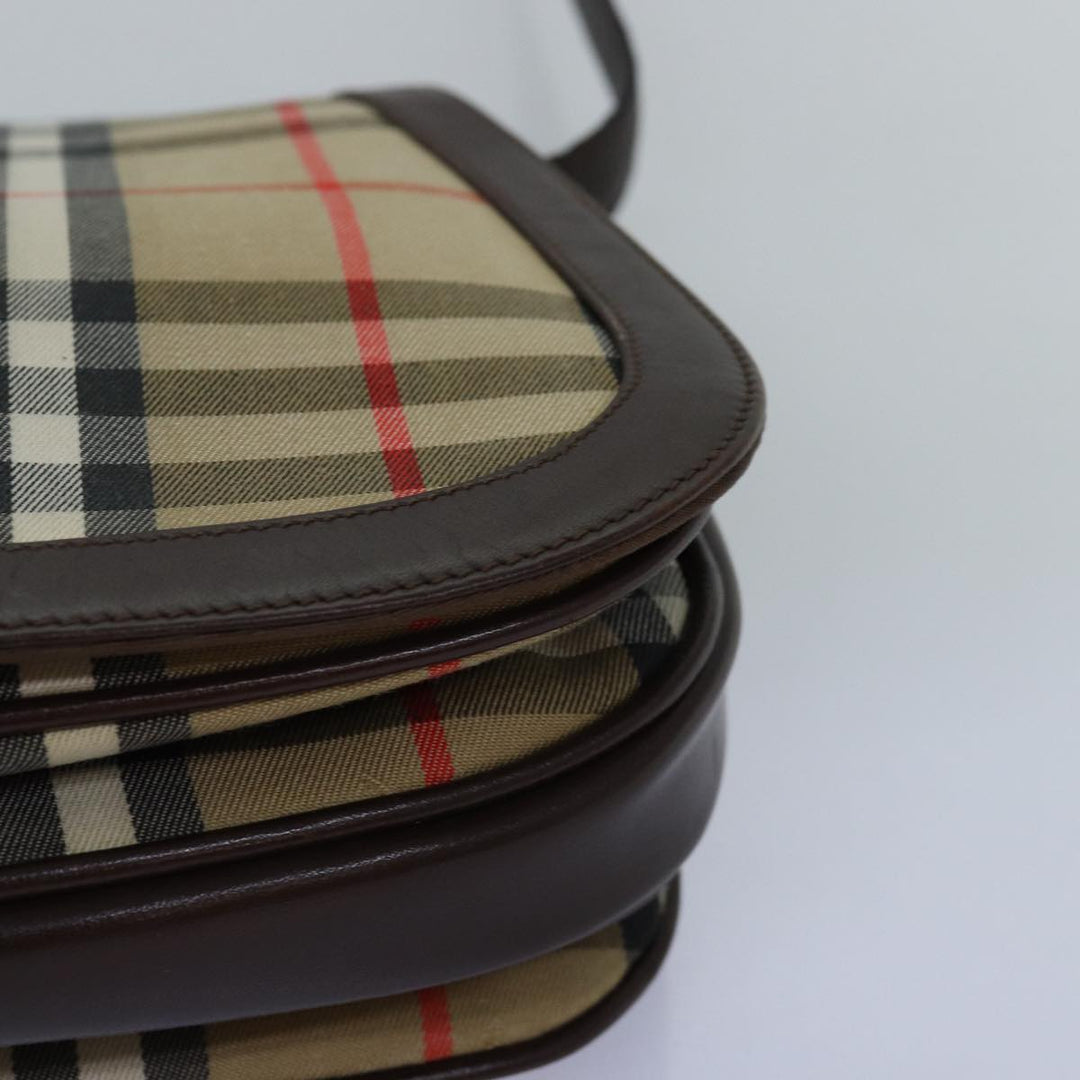 BURBERRYSs Nova Check Shoulder Bag Canvas Beige Auth bs14117