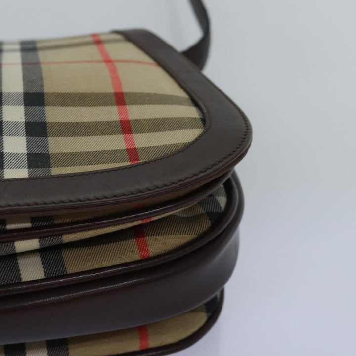 BURBERRYSs Nova Check Shoulder Bag Canvas Beige Auth bs14117