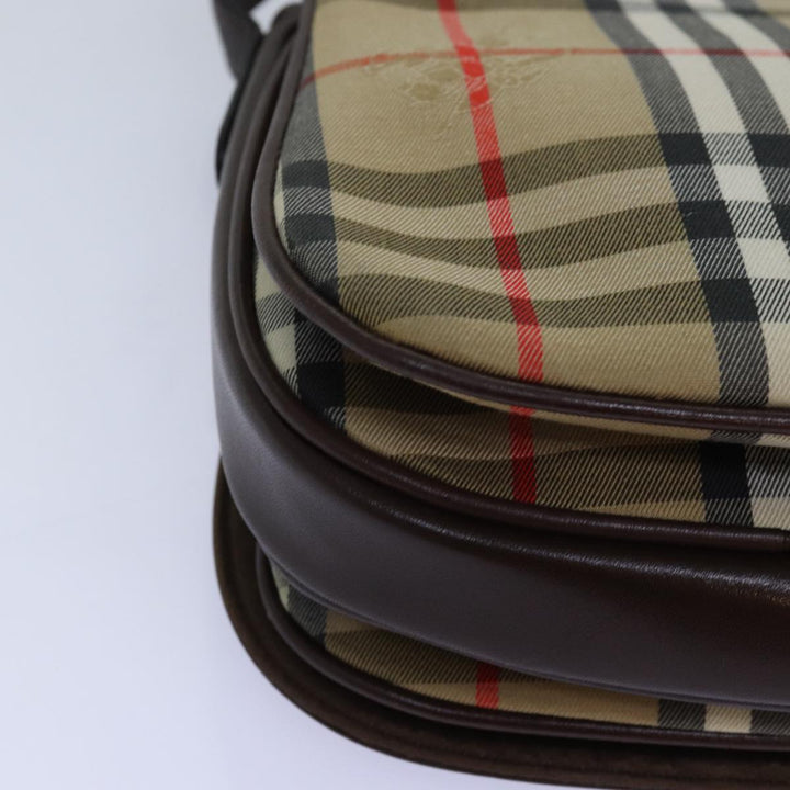 BURBERRYSs Nova Check Shoulder Bag Canvas Beige Auth bs14117