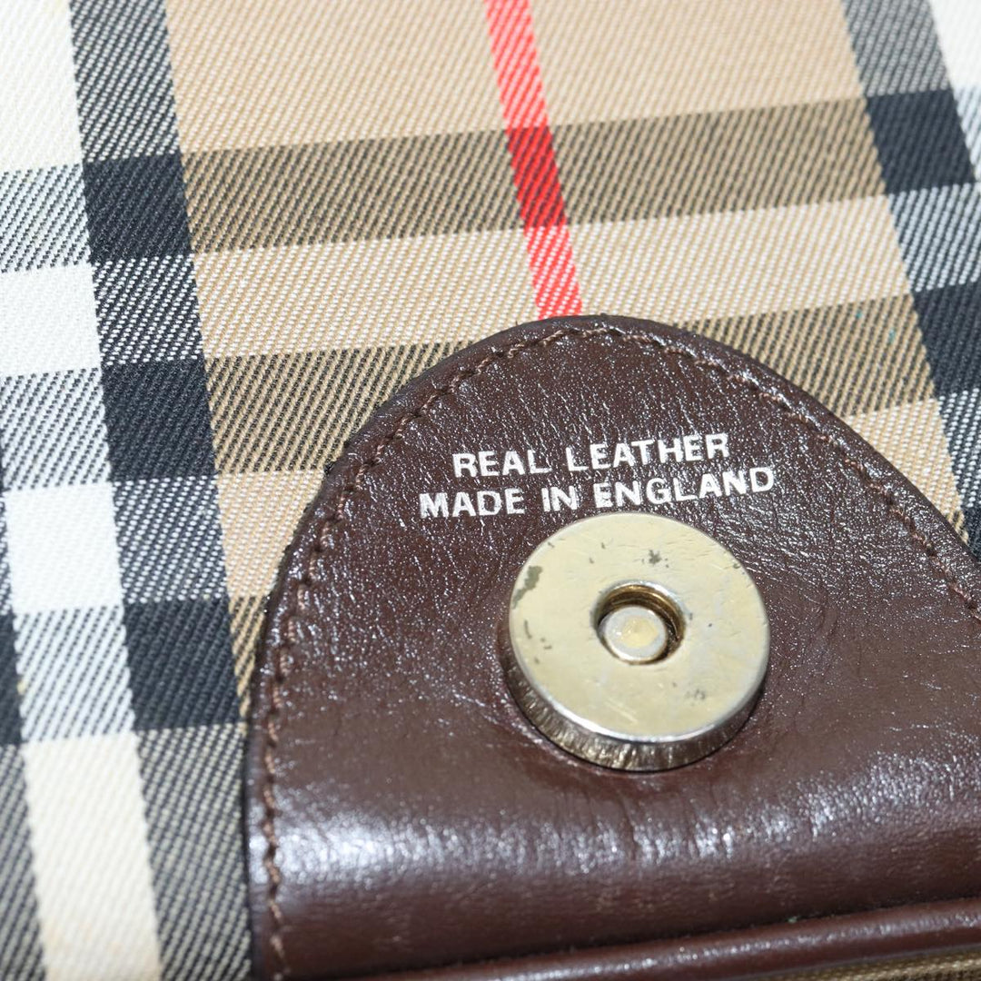 BURBERRYSs Nova Check Shoulder Bag Canvas Beige Auth bs14117
