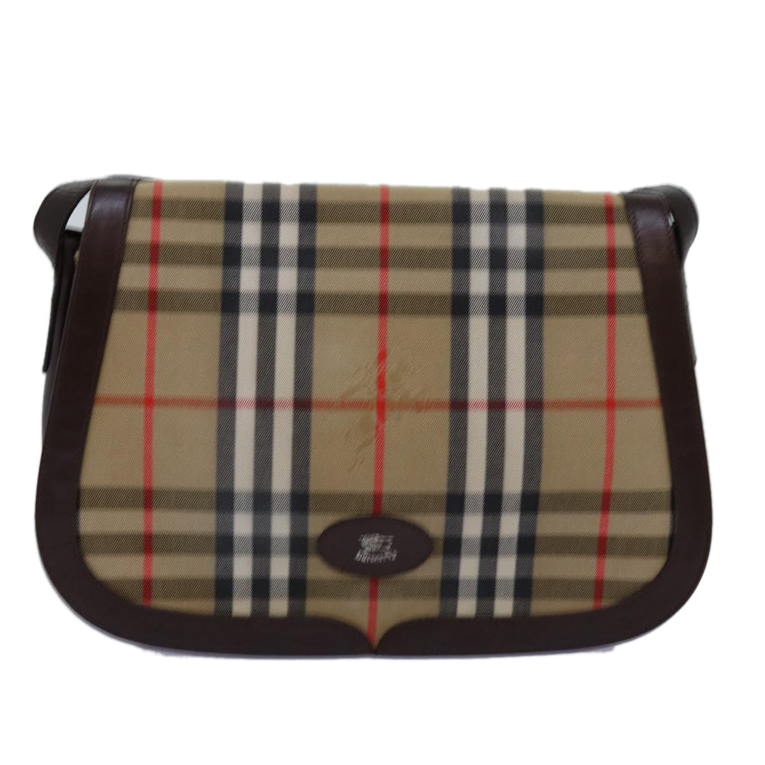 BURBERRYSs Nova Check Shoulder Bag Canvas Beige Auth bs14117