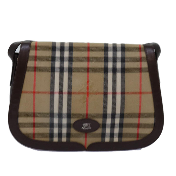 BURBERRYSs Nova Check Shoulder Bag Canvas Beige Auth bs14117