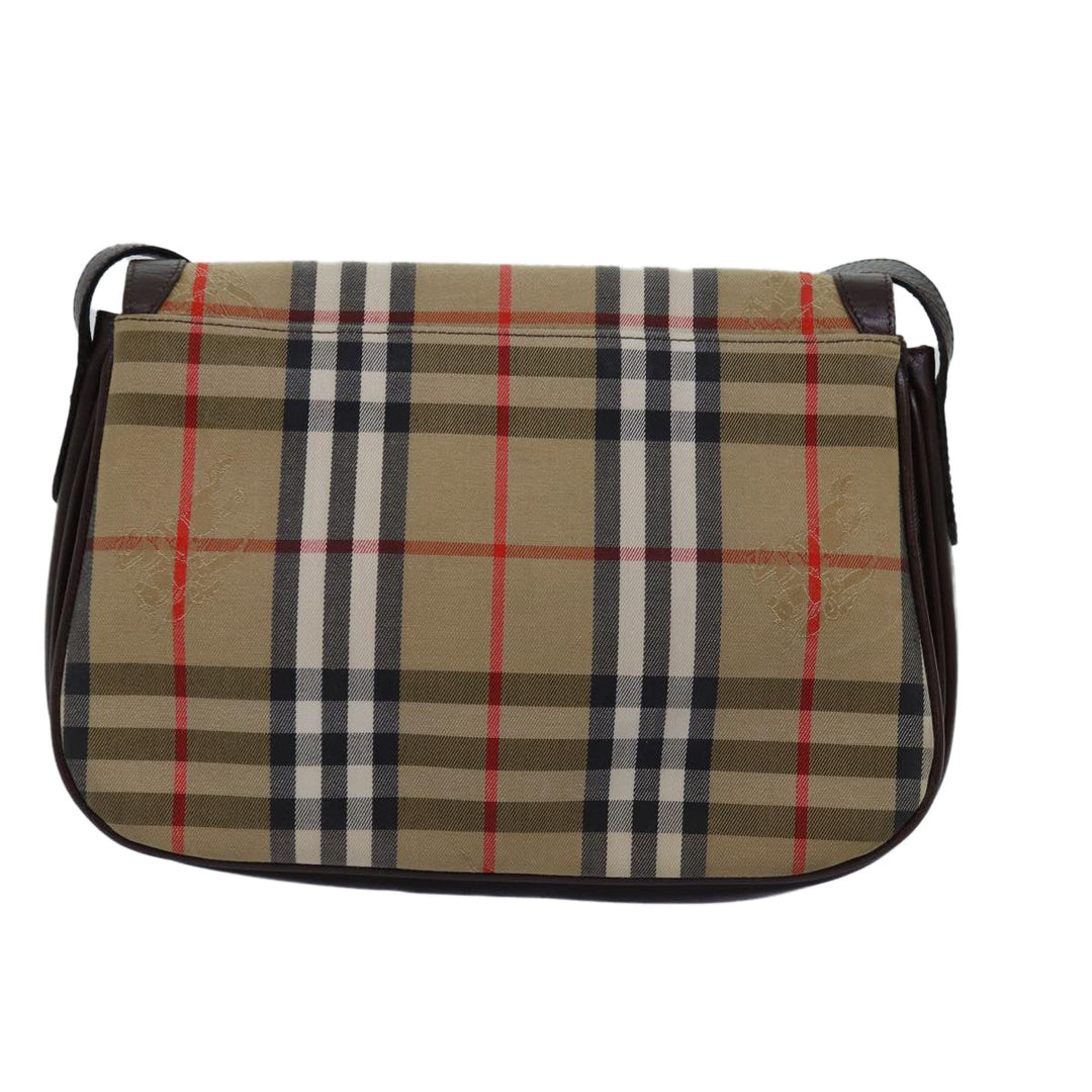BURBERRYSs Nova Check Shoulder Bag Canvas Beige Auth bs14117
