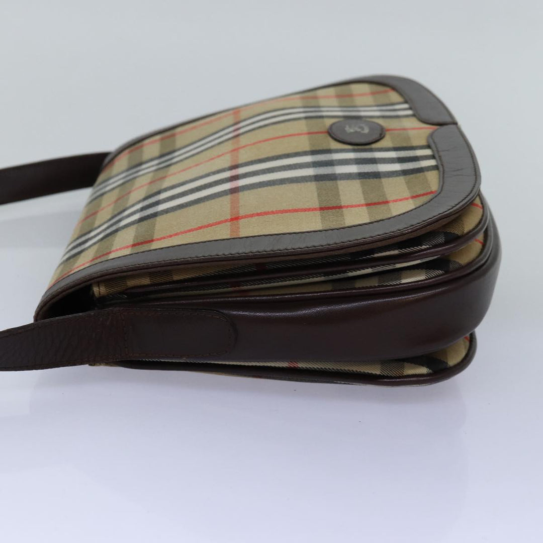 BURBERRYSs Nova Check Shoulder Bag Canvas Beige Auth bs14117