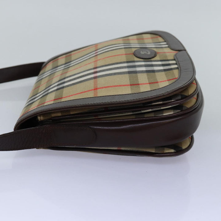 BURBERRYSs Nova Check Shoulder Bag Canvas Beige Auth bs14117