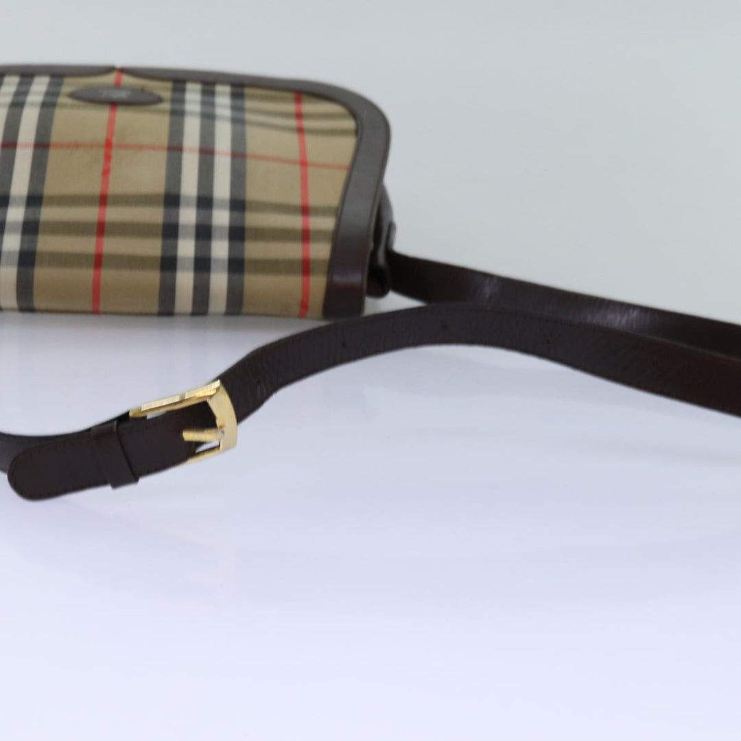 BURBERRYSs Nova Check Shoulder Bag Canvas Beige Auth bs14117