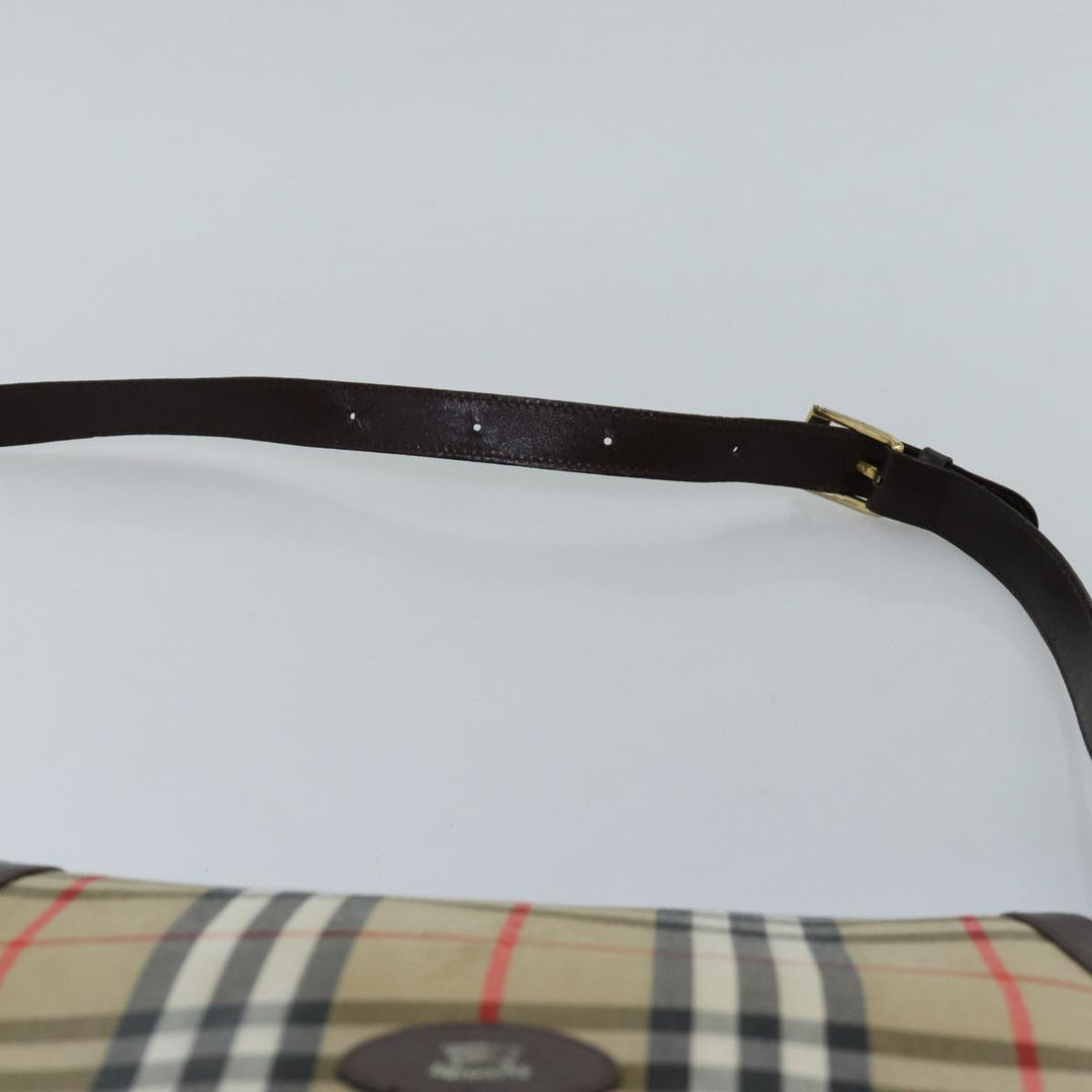 BURBERRYSs Nova Check Shoulder Bag Canvas Beige Auth bs14117