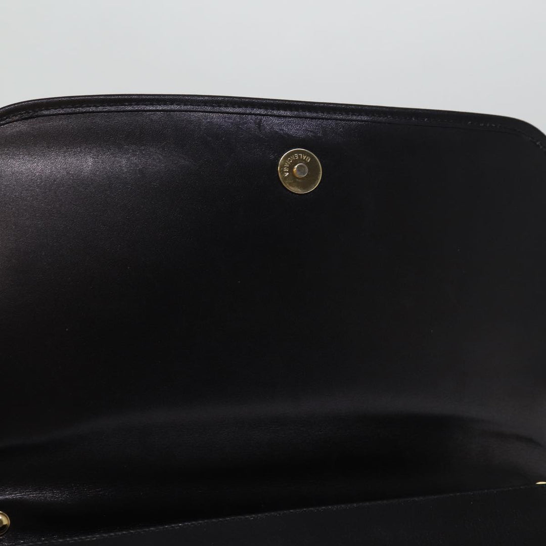 Top Quality Balenciaga Chain Shoulder Bag Leather Black Auth bs14136