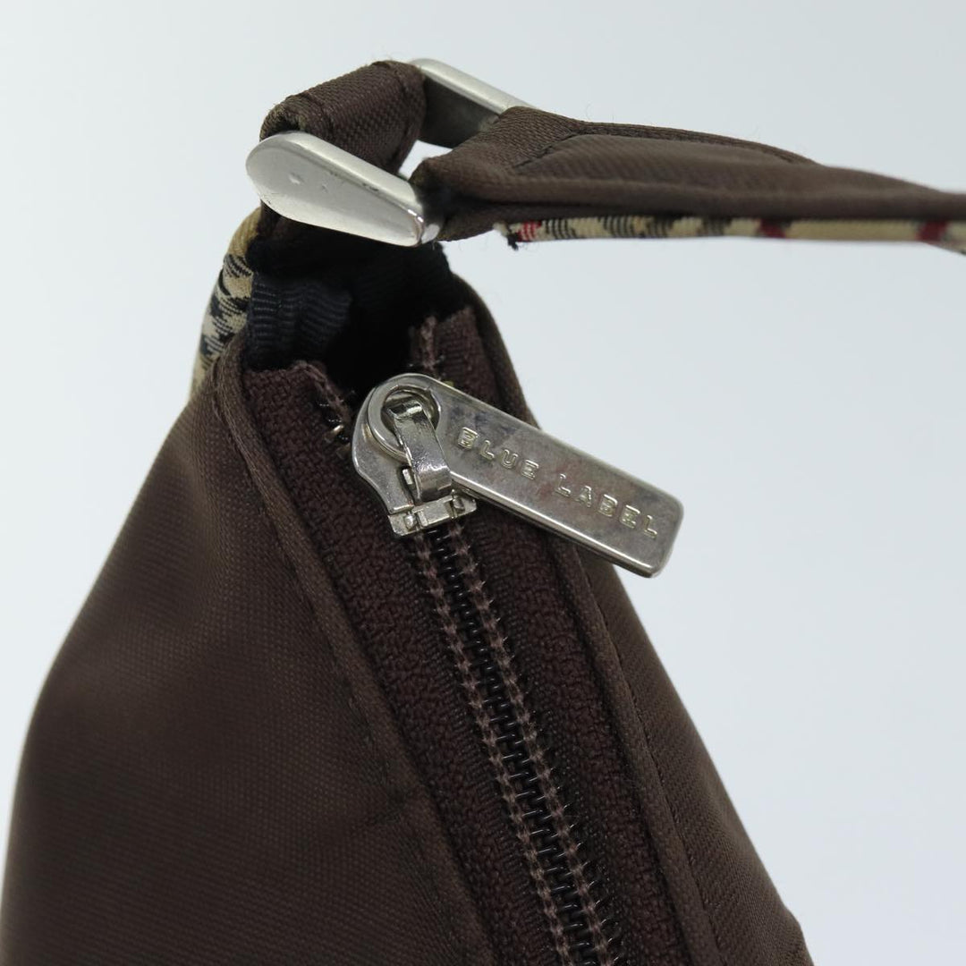 BurberrySs Nova Check Blue Label Shoulder Bag Nylon Beige Brown Auth bs14139