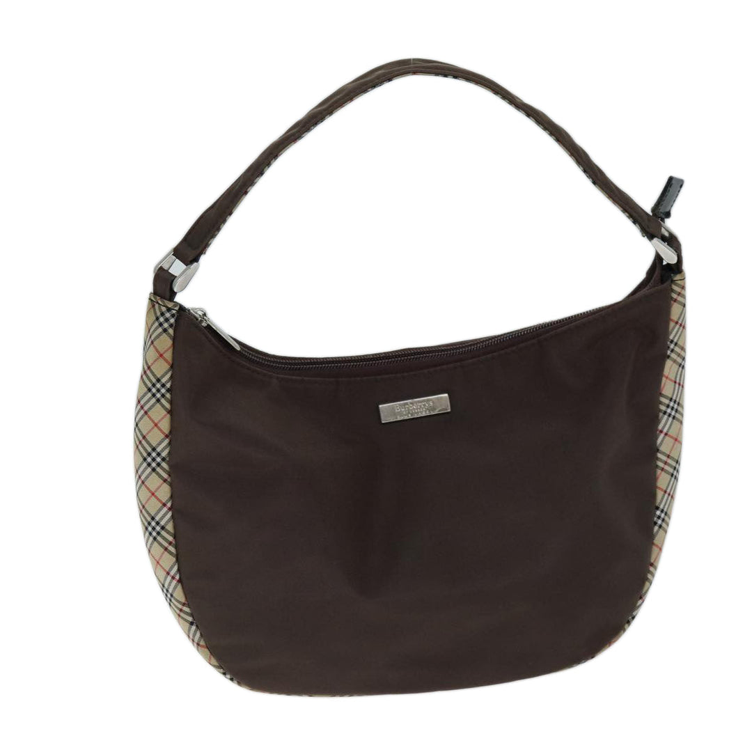 BurberrySs Nova Check Blue Label Shoulder Bag Nylon Beige Brown Auth bs14139
