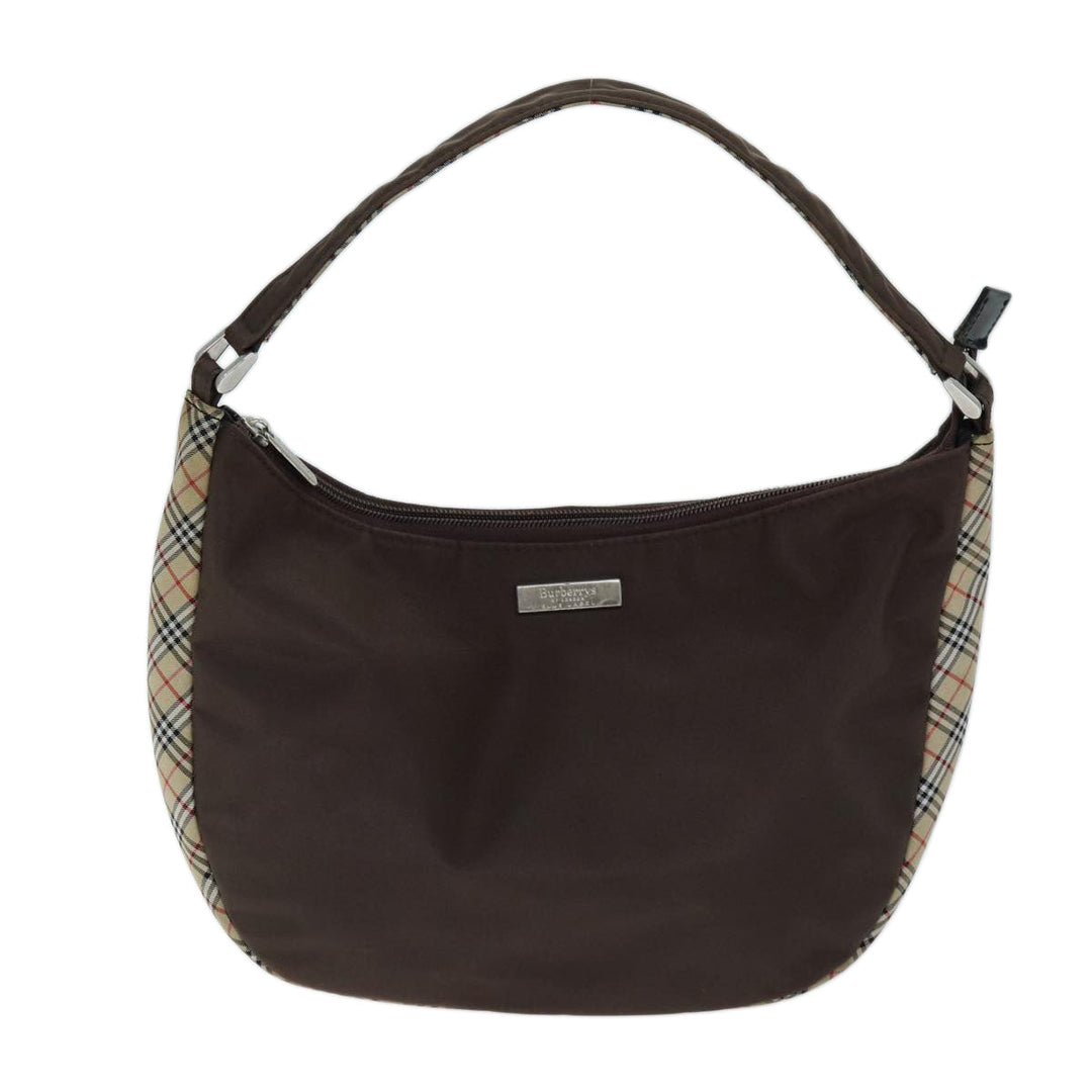 BurberrySs Nova Check Blue Label Shoulder Bag Nylon Beige Brown Auth bs14139