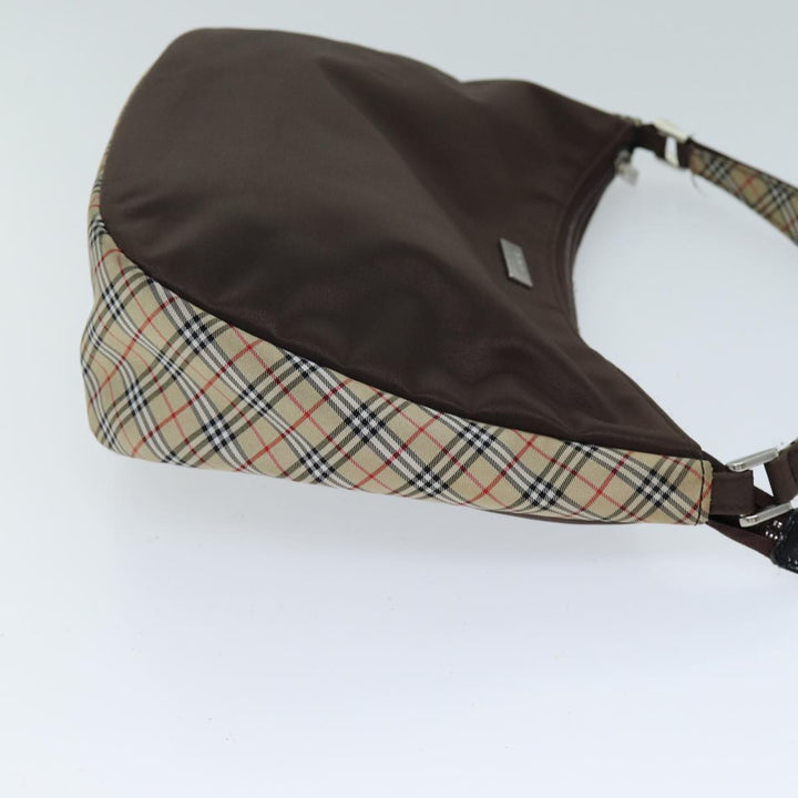 BurberrySs Nova Check Blue Label Shoulder Bag Nylon Beige Brown Auth bs14139