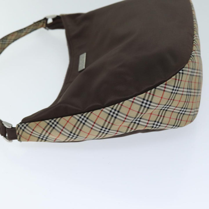 BurberrySs Nova Check Blue Label Shoulder Bag Nylon Beige Brown Auth bs14139