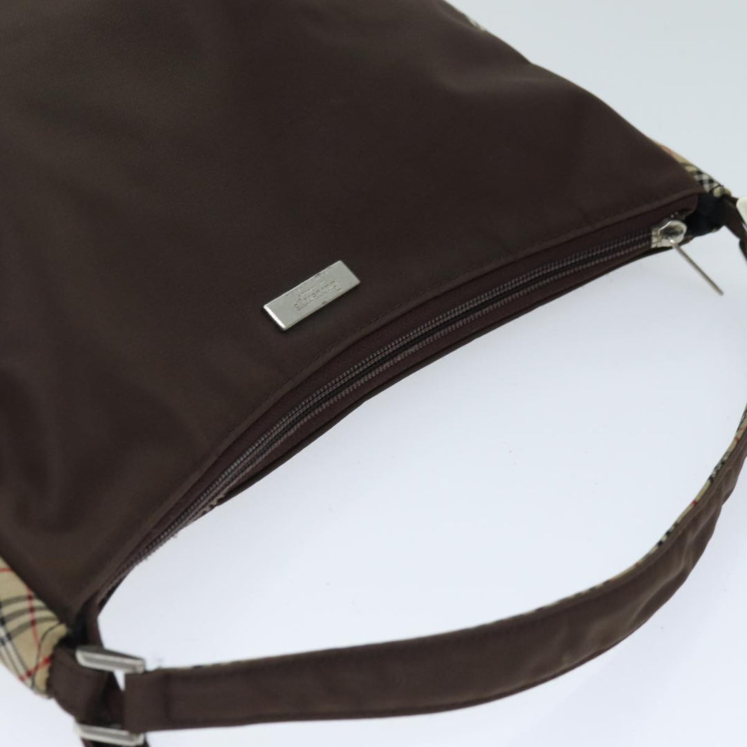 BurberrySs Nova Check Blue Label Shoulder Bag Nylon Beige Brown Auth bs14139