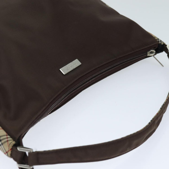 BurberrySs Nova Check Blue Label Shoulder Bag Nylon Beige Brown Auth bs14139
