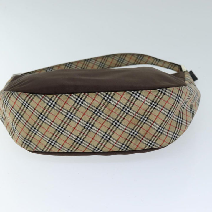BurberrySs Nova Check Blue Label Shoulder Bag Nylon Beige Brown Auth bs14139