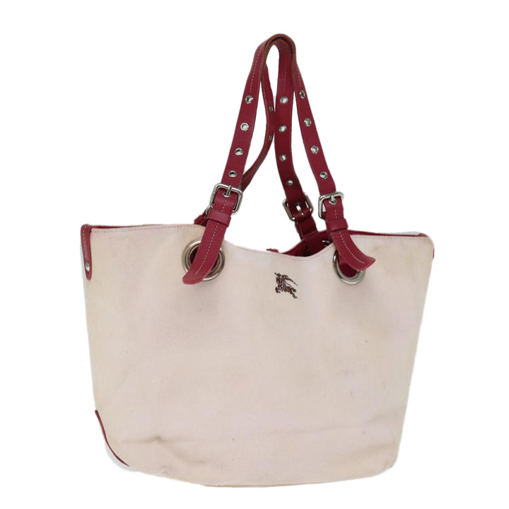 Burberry Blue Label Tote Bag Canvas Beige Auth bs14156