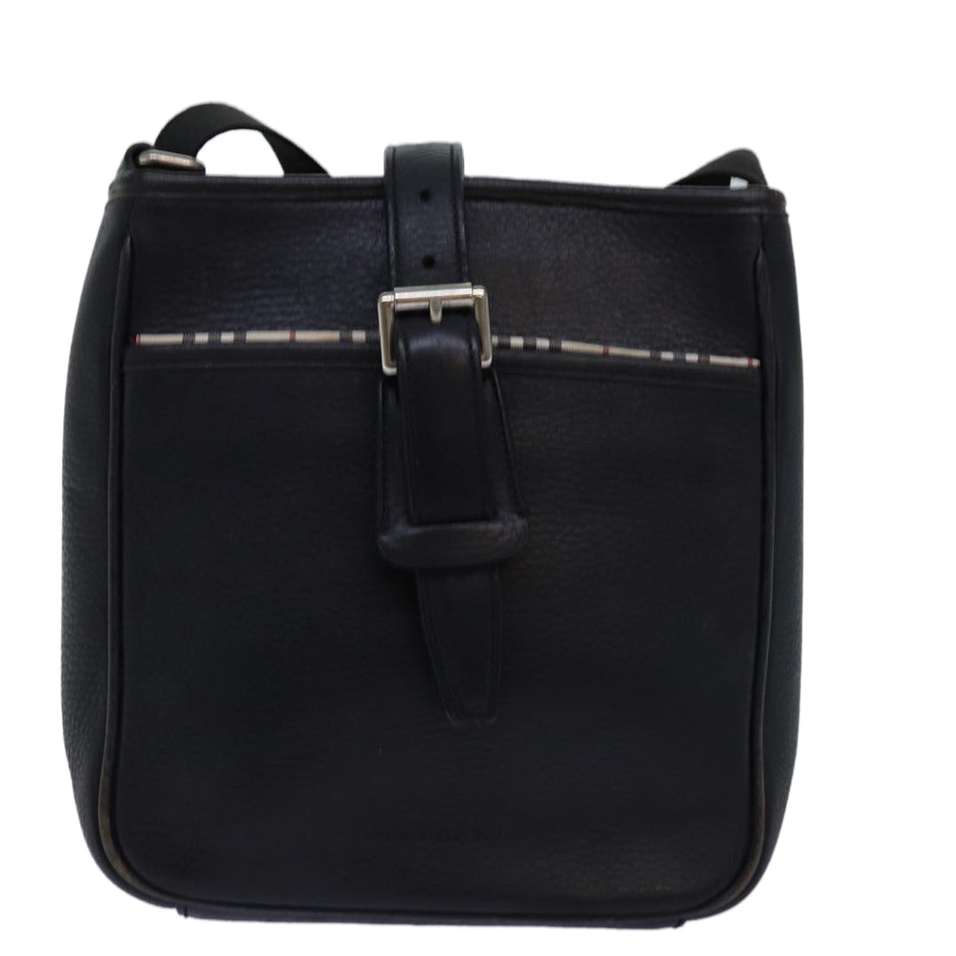 Burberry Shoulder Bag Leather Black Auth bs14162