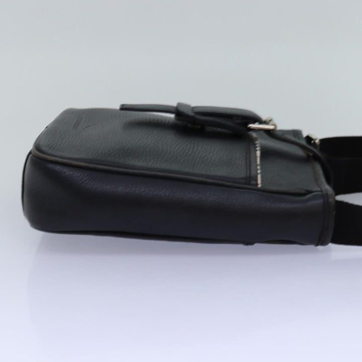 Burberry Shoulder Bag Leather Black Auth bs14162