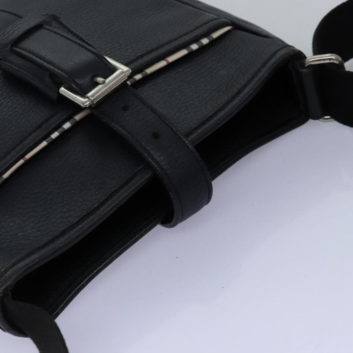 Burberry Shoulder Bag Leather Black Auth bs14162