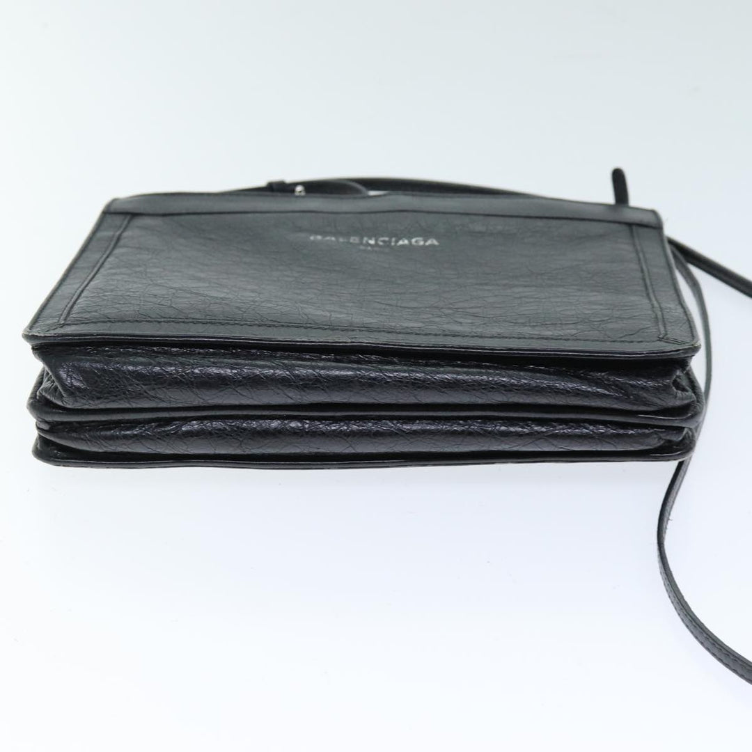Top Quality Balenciaga Navy Pochette Shoulder Bag Leather Black 339937 Auth bs14200