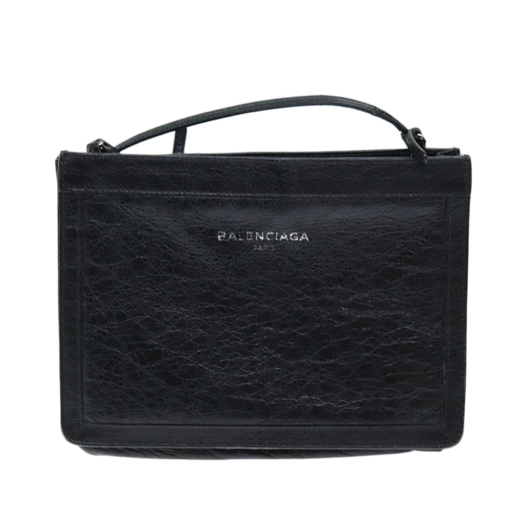 Top Quality Balenciaga Navy Pochette Shoulder Bag Leather Black 339937 Auth bs14200