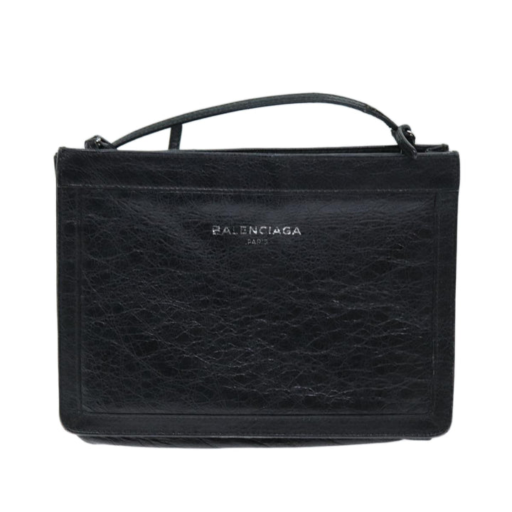 Top Quality Balenciaga Navy Pochette Shoulder Bag Leather Black 339937 Auth bs14200