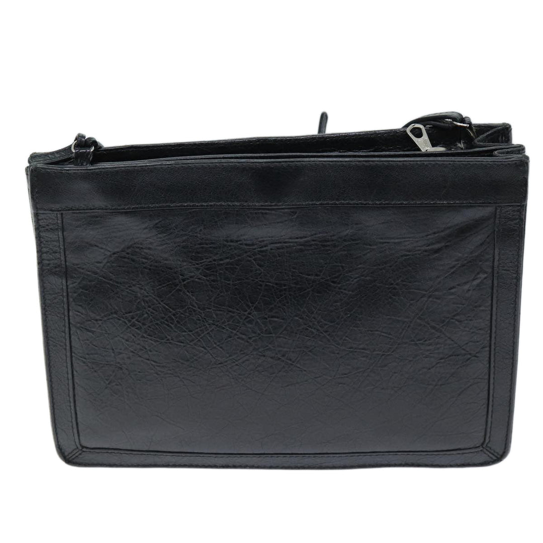 Top Quality Balenciaga Navy Pochette Shoulder Bag Leather Black 339937 Auth bs14200
