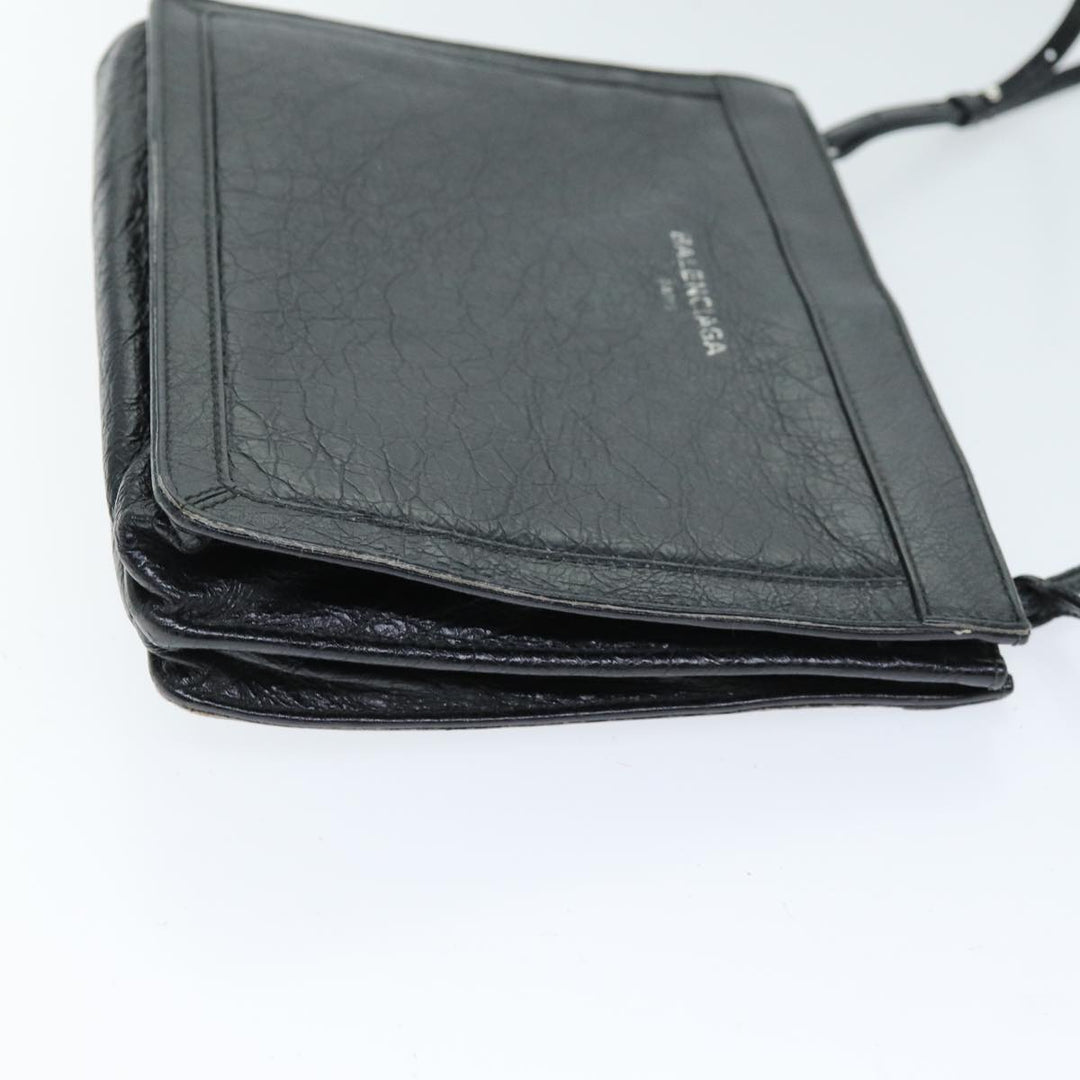Top Quality Balenciaga Navy Pochette Shoulder Bag Leather Black 339937 Auth bs14200