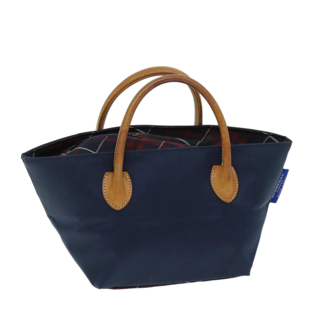 Burberry Nova Check Blue Label Hand Bag Nylon Blue Auth bs14210