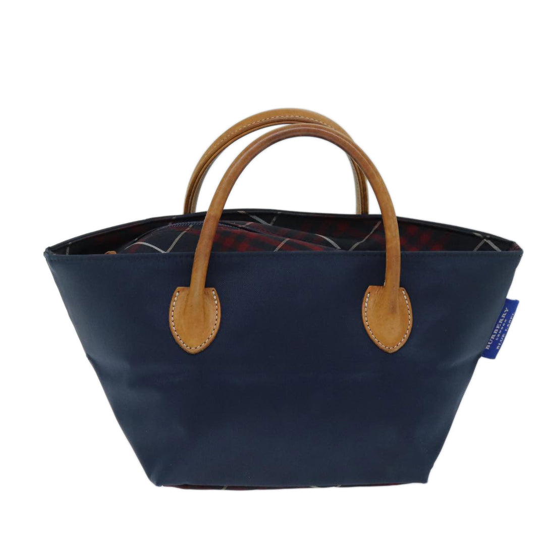 Burberry Nova Check Blue Label Hand Bag Nylon Blue Auth bs14210