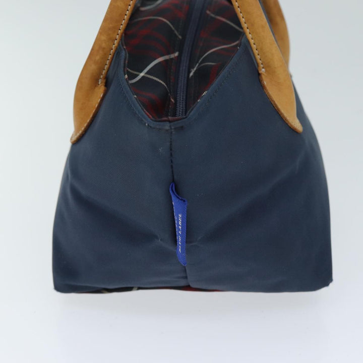 Burberry Nova Check Blue Label Hand Bag Nylon Blue Auth bs14210