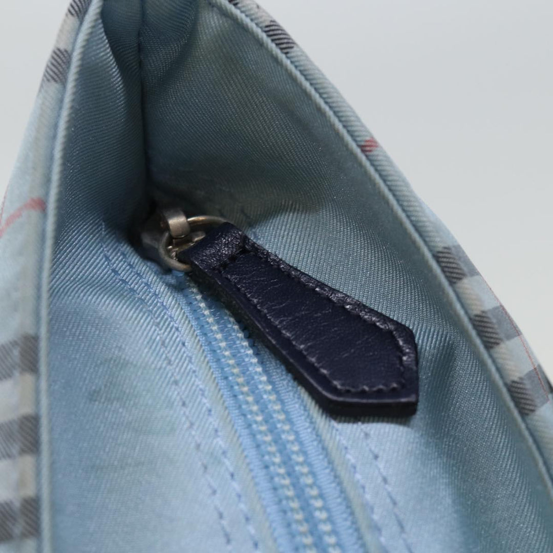 Burberry Nova Check Blue Label Hand Bag Nylon Blue Auth bs14211