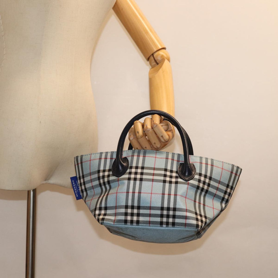 Burberry Nova Check Blue Label Hand Bag Nylon Blue Auth bs14211