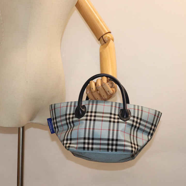 Burberry Nova Check Blue Label Hand Bag Nylon Blue Auth bs14211