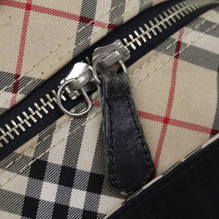 BurberrySs Nova Check Blue Label Hand Bag Nylon Black Auth bs14212