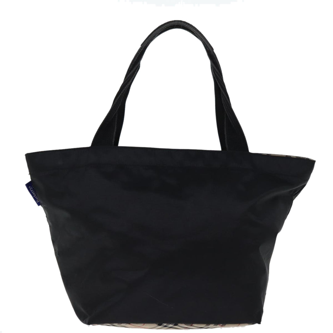 BurberrySs Nova Check Blue Label Hand Bag Nylon Black Auth bs14212