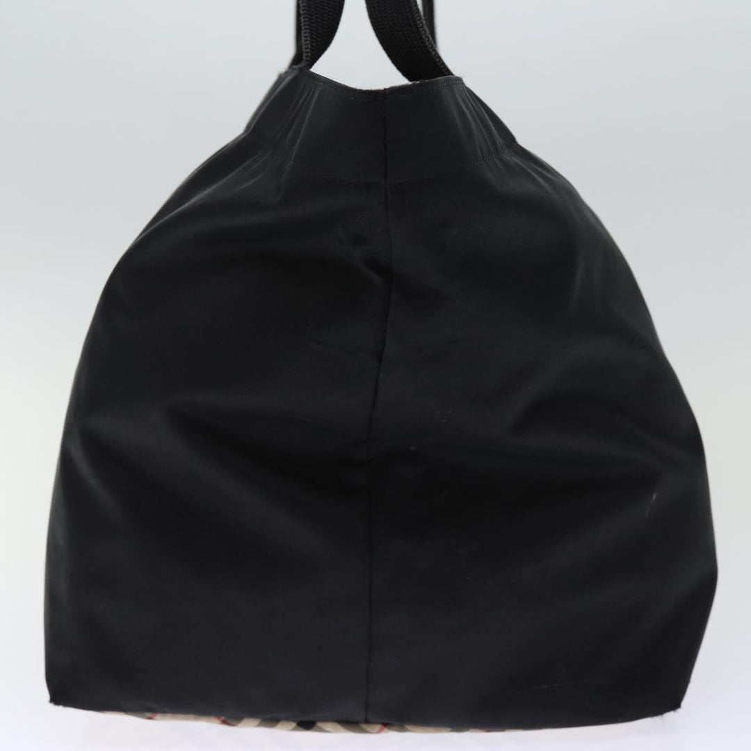 BurberrySs Nova Check Blue Label Hand Bag Nylon Black Auth bs14212
